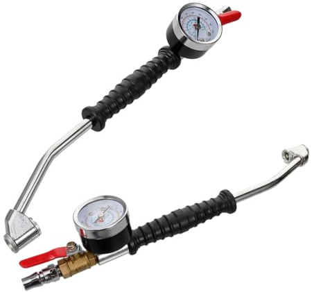 CVUTOVO Reifenfüllset Verlängertem Luftfutter 2 Stück Reifen Schnellanschluss mit Manometer Reifendruckmesser Reifenluftdruckfüller Zufällige Farbe und Auto und Lkw