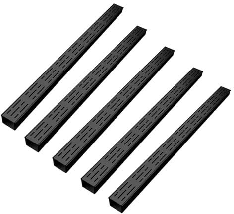 Kit Canal de Evacuación Desague de Agua - Canaleta Desague con Rejilla de Acero Inoxidable 304 para Terraza Jardin Cochera Exterior, Canaleta de Drenaje Negro Canalones de Lluvia(5 pcs,5*5 cm/1.96*1.9