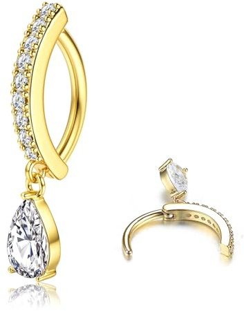 ZHITENG 14G Clicker Piercing Nombril Anneau pour Femmes, Diamant Anneau de Nombril Hypoallergénique Courbé Inversé Belly Button Ring Navel Jewellery, Bijoux de Corps Sexy Bikini Femme