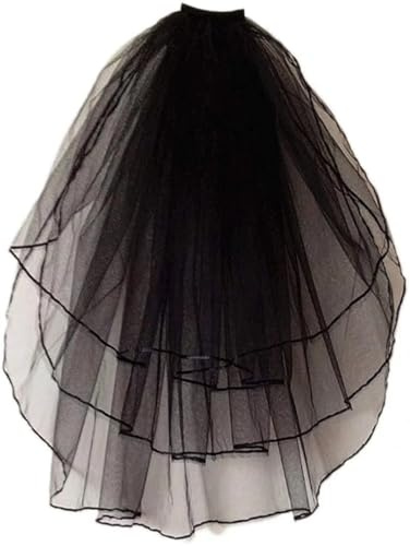 YUSHWENPTY Halloween slöja brudslöja bröllopsslöja för halloween cosplay, bröllop, svart, 1