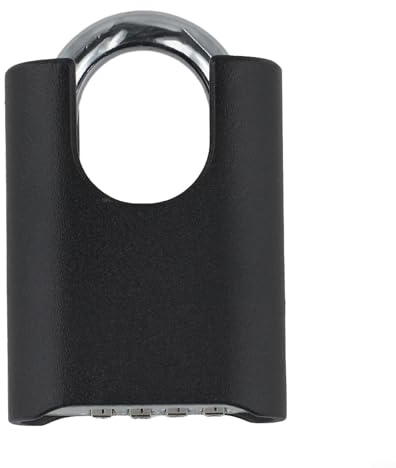 Large Heavy Duty Combination Padlock Outdoor, 54Mm 4-Digit Padlocks With Code, High Security Padlock With 8Mm Shackle For Gate, Shed, Fence, School, Gym, Garage(Black)