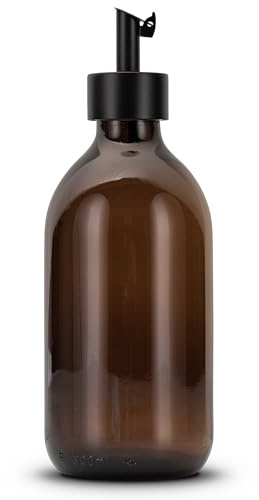 Koffs Design Ölflaschen zum Befüllen - Moderner Ölspender aus Braunglas mit Edelstahl Ausgießer – Spender für Öl, Essig und Balsamico - optional mit Sticker für deinen Inhalt - 300ml - blanko
