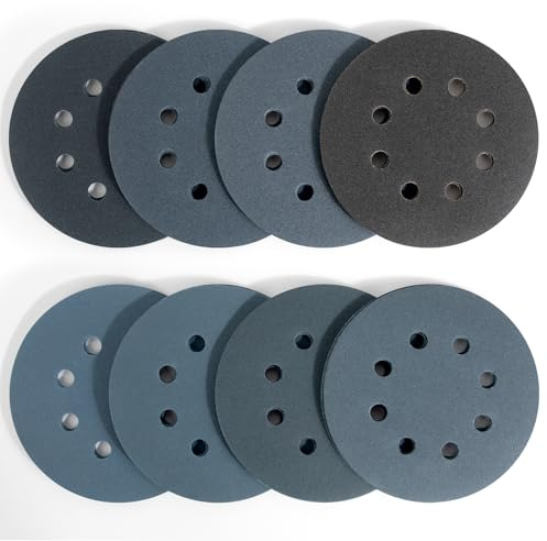 Xrkuu Lot de 32 disques abrasifs ronds en carbure de silicium pour bois, meubles, métal, polissage et meulage - 125 mm - Papier abrasif auto-agrippant - Grain 320 600 800 1000 1200 1500 2000 3000