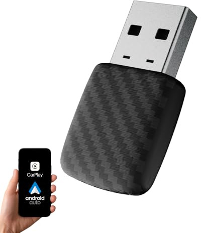 Kabelloser CarPlay- & Android Auto Adapter 2-in-1, Mini Plug & Play Dongle mit USB-A & USB-C, Wandelt kabelgebundenes CarPlay in drahtlos um, kompatibel mit iPhone & Android, Autos ab Baujahr 2016