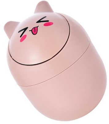 BESPORTBLE Poubelle Kawaii Rose de Bureau en Abs Couvercle Basculant, Petite Poubelle de Rangement Multifonctionnelle Décorative pour Bureau et Desktop
