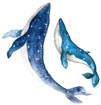 ARTSEWPLY 2 Sätze Blaue Walfisch Wandaufkleber Kinderzimmer Wandsticker Schlafzimmer Wanddekoration Selbstklebend Für Innenbereich Wohnzimmer Babyzimmer Kleinkinderzimmer