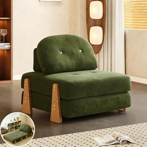 Bäddsoffa, liten, gästsäng, soffa med sovfunktion, sovfåtölj med sängfunktion, bäddsoffa, minisoffa för ungdomsrum, dagsäng, schäslong, manchester, soffa, recamiere-bäddsoffa, hopfällbar soffa (grön)