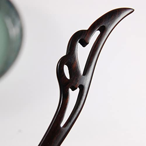 Palillo de pelo de madera, palillos de pelo japoneses vintage, moño étnico de ébano, soportes para moño, negro, 18cm