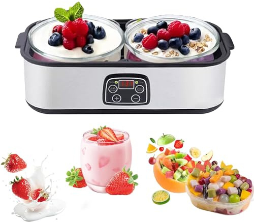 Yoghurt Maker 2000ml with 2 Glass Jars,Electric Yogurt Maker Portable,LED Display Adjustable Temp(68-131°F) & Timer,Yoghurt Maker Machine for Making Organic Yogurt,Natto,Homemade Desserts (2 Jars)