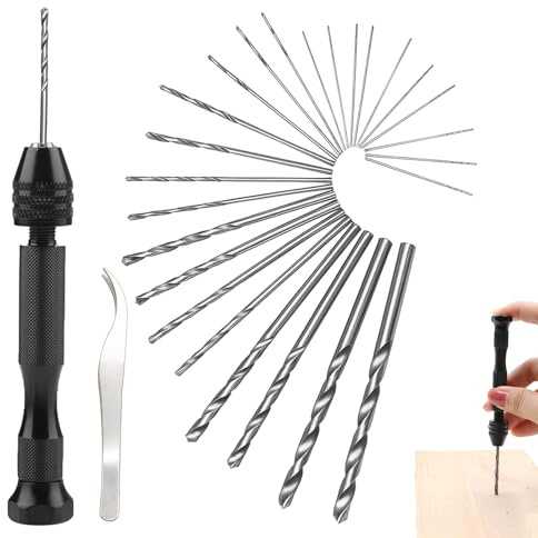 Mini Perceuse, Perceuse À Main Hand Drill | Ajustable Hélicoïdaux De Main Kit | 25 Pieces Mini Foret Fraise Twist 0.5-3.0mm Pour Bricolage, Bois, Bijoux, Modèle, Noyer, Ambre, Olive, Nut