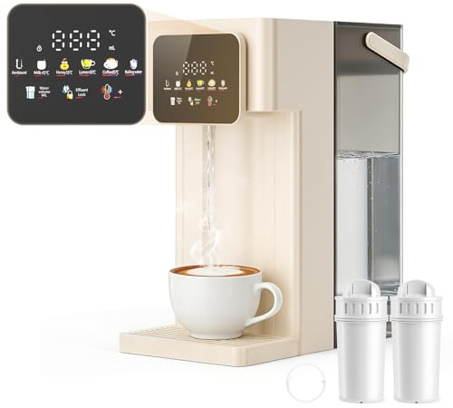3L Instant Hot Water Dispenser, Filter Water Dispenser with 16 Adjustable Temperature Settings, 8 Preset Volumes, 2200W Fast Boil, Electric Kettle with LED Touch Display & Cleaning Program, White
