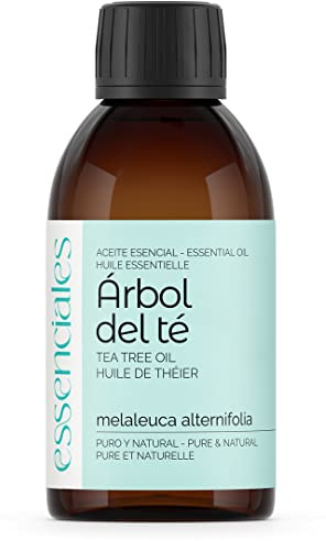 ESSENCIALES Aceite Esencial de Árbol de Té BIO 100% Puro y Natural - Melaleuca Alternifolia para Piel, Cuero Cabelludo, Uñas y Difusor - 200 ml