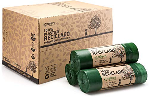 Relevo 150 Stück Müllbeutel 100L - 100% Recycelt Mülltüten