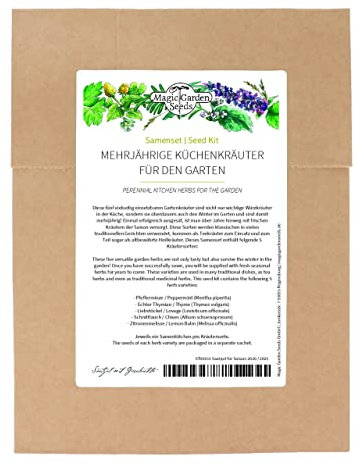 Erbe perenni da cucina per il giardino - Set di semi con 5 piante aromatiche resistenti al freddo