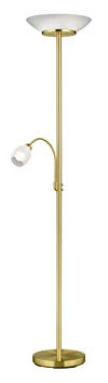 Reality Leuchten Gerry R40063108 - Lámpara de pie (metal y latón mate, cristal blanco, 2 bombillas E27 y 1 E14)