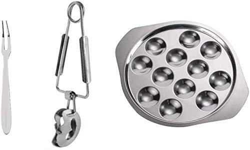 CLQ 1 Set Schnecken-Lunch-Set Edelstahl-Schneckengabel-Set Ofengabel-Set Servierteller