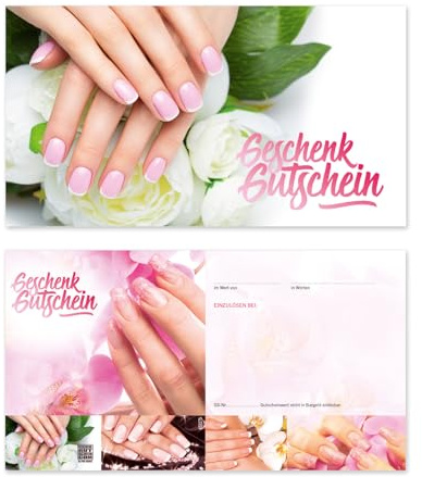 GESCHENKGUTSCHEINcom by POS-HAUER. 10 Gutscheine, blanko zum selber Ausfüllen. Für Nails Naildesign Nagelstudio.