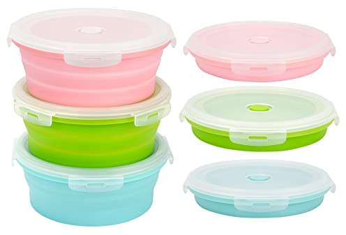 trrcylp 3Pack Collapsible Silicone Food Storage Containers with Lid 40OZ Foldable Lunch Bowl for Microwave Freezer Dishwasher Safe 1200ml