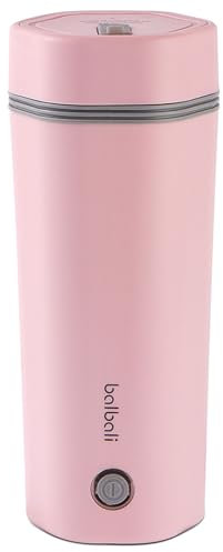 balbali Portable Electric Kettle for Travel,Small Electric Thermos/Heating Cup/Bottle,Single Size Personal Tea Maker,Quick Boiling Hot Water Boiler/Heater/Warmer,350ml Mini Electric Kettle Pink