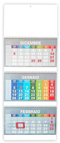 Calendario da muro 2027 trittico mensile grigio multicolor 32x80cm