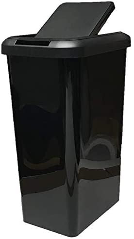 Total Bins UK Limited Voga 45L Black - 2 in 1 Swing or Lift Top Lid Kitchen Bin – Sleek Rectangular Design With Function and Style Combined