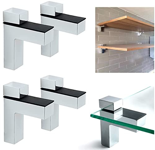 AWEN 4 Stück Regalbodenhalter, RegalHalter Glasbodentr?ger für 3-30mm Dicke Glas und Holz Regal