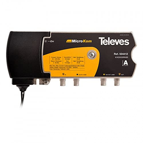 Amplificador MICROKOM canal de retorno + terrestre T4 5-65Mhz G30/35dBTELEVES 534412
