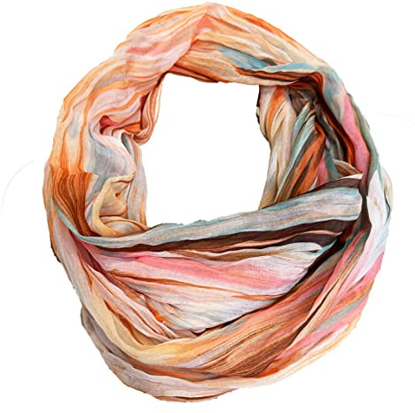 J26 Streifen Seide Glitzer Gold Fäden Sommer Frühling Loop Verlauf Regenbogen Rainbow Silk Uni Rundschal Schlauchschal Stola Schal leicht
