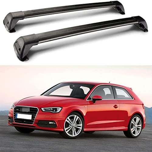 HOWENG Barres Toit Voiture Rail Cross Aluminium,pour Audi A3 3 Door Hatchback 2012-2016 Rails Support Barre Transversale Automatique Porte-Bagages sur Toit Support Vélo Transport Supérieur