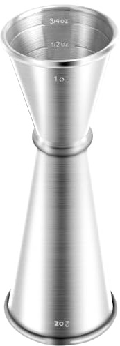 Jigger for Bartending, Briout Double Cocktail Jigger Japanese Premium 304 Food Grade Stainless Steel Jigger 2 OZ 1 OZ with Measurements Inside, Silver
