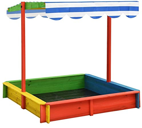TEKEET Home Furniture Sandbox with Adjustable Roof Fir Wood Multicolour UV50