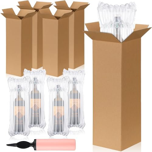 Tenceur Set da 50 scatole per la spedizione del vino, include scatole per vino e pompa, scatole di vino per spedizioni, scatole da viaggio per traslochi di sicurezza per spedizioni di bottiglie di