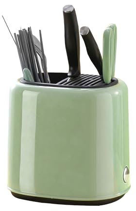 Tissting Ceppo Portacoltelli Metallo ABS 18 x 22 x 21cm Staccabile Ceppo Coltelli da Cucina Universale, Ceppo Coltelli Vuoto, Ceppos Porta Coltelli da Cucina per Cucchiaio Forchetta Spatola (Verde)