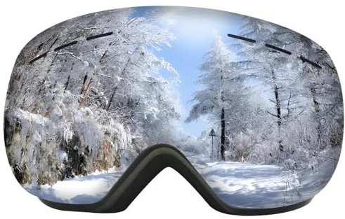 Primal Internet GmbH Skibrille Herren & Damen verspiegelt | Starker UV-Schutz & Anti-Beschlag | Auch für Brillenträger | Snowboard Brille (Natural)