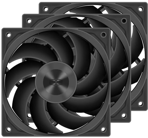 PCCOOLER 3in1 120mm Case Fan, 3 Packs F5 R120 2200RPM FDB Computer PC Fans PWM 4-Pin FDB Daisy Chain Case Fans, 86CFM 3.2mmH2O 3 Mode Computer Fan for CPU Liquid Cooler, Air Cooler Black 3 Pack