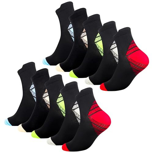 Belloxis 10 Paar Kompressionsstrümpfe Herren Kompressionssocken Herren Socken Herren 43-46 Kurz Compression Socks Thrombosestrümpfe Fersensporn Socken Sport Plantarfasziitis Socken