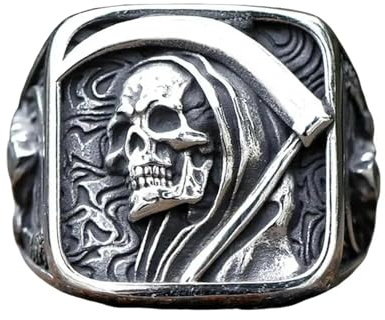 Bagues Pour Hommes, Faucille De Mort, Crâne Dominateur, Hip-hop, Punk, Bijoux De Fête, Cadeau Vintage