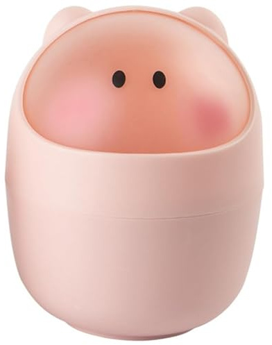 OFFSCH Petite Poubelle De Bureau Kawaii Avec Couvercle Flip Poubelle De Dessin Animé Pour Chambre D’Enfant Salon Et Bureau Bac À Ordures Compact 4.92 X 4.92 X 6.61 Pouces