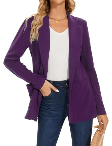 LADI TREND Chaqueta tipo blazer para mujer, con un botón, solapa con muescas, elegante, clásico, formal, manga larga, XXL