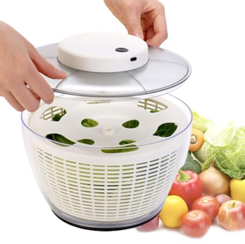 QUTBAG Electric Salad Spinner, Lettuce Spinner Dryer USB Rechargeable, Fruit Vegetable Strainer Spinner, for Salad Greens, Lettuce, Fruits and Vegetables 4.5L
