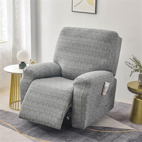 Morbuy Stretchhusse für Relaxsessel Komplett Sesselbezug Verdicken, Stretch Relaxsessel Bezüge mit Taschen Elastisch Sesselschoner (6 Stück für 2-Sitzer,Grau)