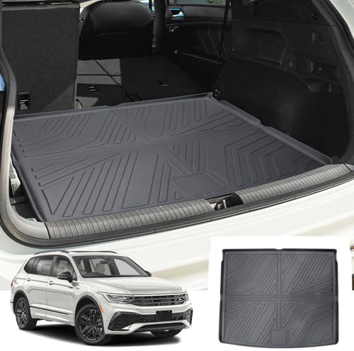 CDEFG Kompatibel mit VW Tiguan 3 2024 2025 Kofferraumwanne TPE Kofferraummatte Wasserdicht Anti-Staub Wanne Car Cargo Trunk Tray Auto Kompatibel mit Tiguan 2024 Zubehör