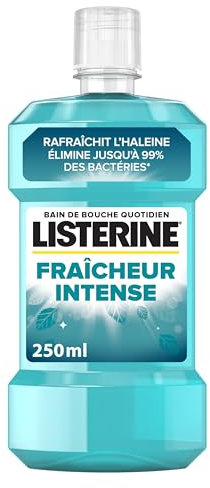 Listerine - Bain de Bouche Fraîcheur Intense (bouteille de 250 ml) – Soin bucco-dentaire quotidien contre la plaque dentaire – Bain de bouche pour une haleine fraîche durable