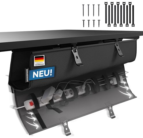 DESKSPACE Kabelwanne Schreibtisch Kabelmanagement - Beidseitig Klappbarer Kabelkanal - Cable Organizer für den Schreibtisch - 94 cm (Schwarz) | Beidseitig Klappbarer Kabelkanal - Cable Organizer für den Schreibtisch - 94 cm (Schwarz)