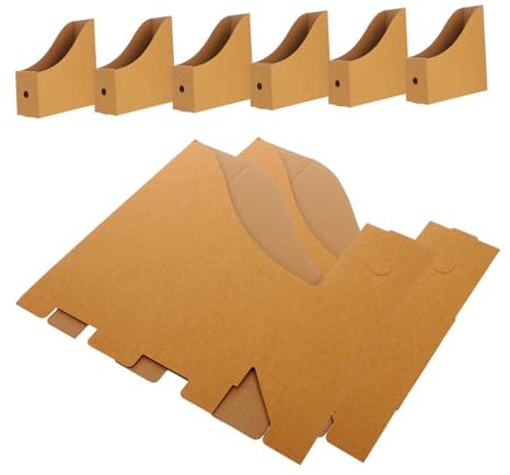 Sewroro 8st Desktop- Zeitschriftenhalter Für Regale Buch Veranstalter Magazinhalterung Ordnerhalter Bücherboxen Papieraufbewahrung Aktenhalter Khaki Kraftpapier