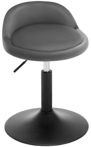WOLTU Schminkstuhl, Hocker höhenverstellbar, Bürohocker drehbar, Esszimmerstuhl, Küchenhocker, Drehhocker, Schminkhocker, Samt, 42,5-58 cm, für Wohnzimmer Schlafzimmer,dunkelgrau,BH424dgr-1
