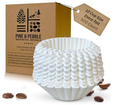 Pine & Pebble™ Filtros de café comerciales de 12 tazas, 500 unidades, filtros desechables de alta calidad (9.84 x 4.33 pulgadas), se adapta a cafeteras BUNN y grandes de 12 tazas, ideal para uso