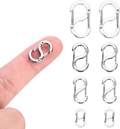 8pcs Double Opening Shortener Lobster Clasps, Necklace Clasp and Closures Stainless Steel Bracelet Connectors Chain Clip Shortener Charm Clasp for DIY Jewelry Making and Repair (4 Sizes, Silver)