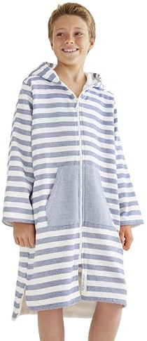 SAMMIMIS Kids Bathrobe & Hooded Towels for Kids - Ultra-Soft Turkish Cotton Towel Robe with Terry Lining, Zip & Pockets - Cozy Bath, Home & Beach Cover Up, Swim Poncho - Small (2-5 Years)