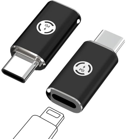 LUIRSAY 2PCS Lightnning Kabel USB C Adapter, Adapter Lightnning auf USB C Unterstützung von 27W Laden und 480Mbps Datenübertragung, für iPhone16/16 Pro/16 Pro MAX (Schwarz)